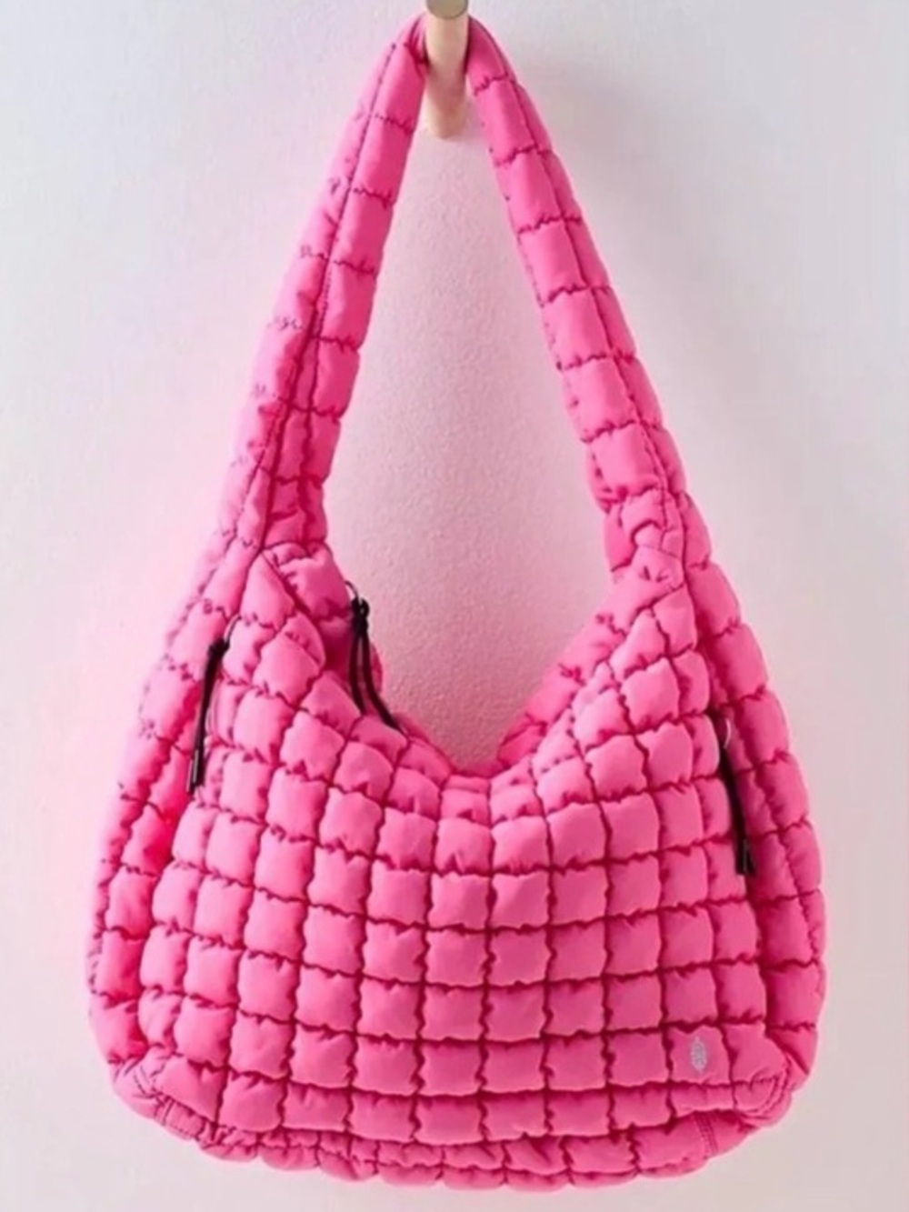 Free People Hot Pink Quilted Oversized Shoulder The Viral Tote